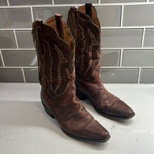 JB Dillon Mens Cowboy Boots 9.5EE Distressed Goat‎ Leather Round Toe JBM3206